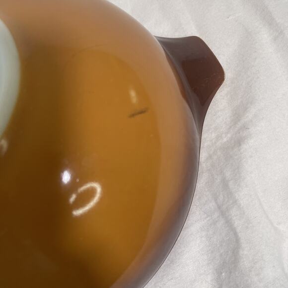 Vintage Pyrex Old Orchard Brown 4 Qt Cinderella Mixing Bowl #444 Made in USA - Picture 5 of 9